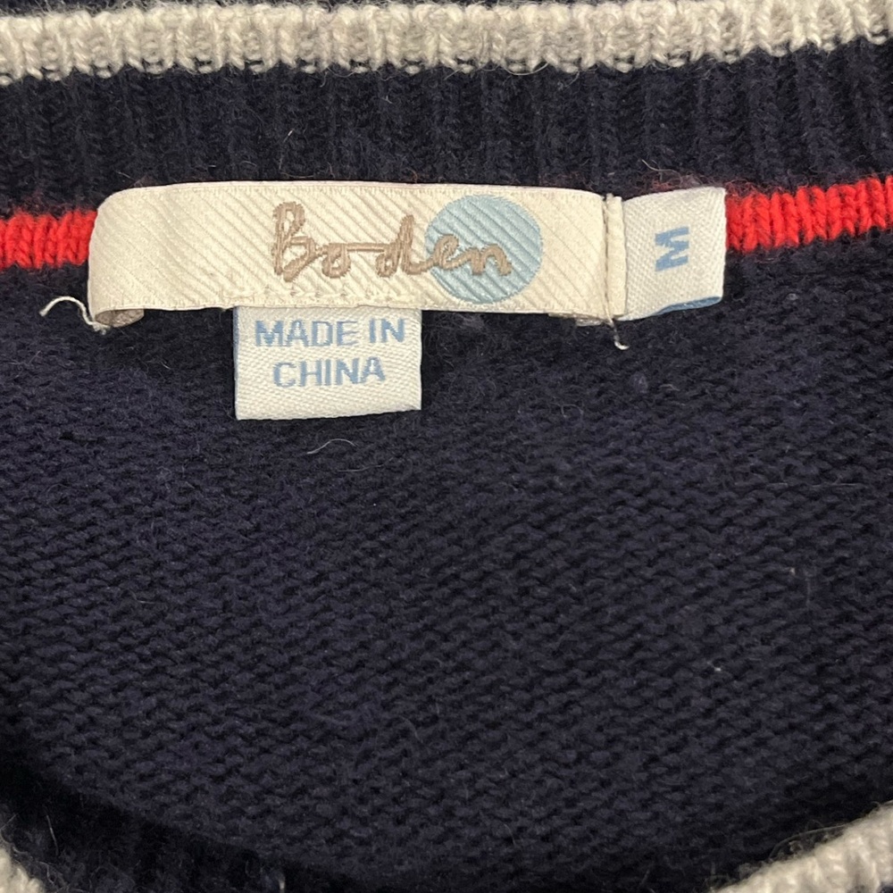 Boden Navy Sweater with Red and White Reindeer Design - Picture 3 of 7